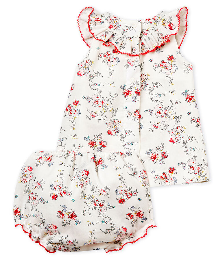 Robe imprim&eacute;e et bloomer b&eacute;b&eacute; fille blanc/multicouleur