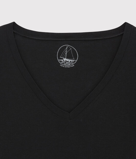 T-shirt côte légère Femme noir NOIR