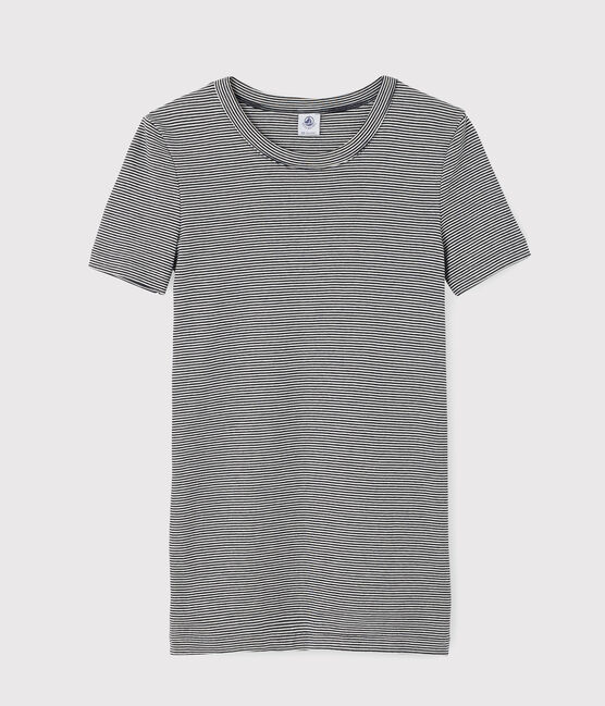 T-shirt col rond iconique en coton rayé Femme bleu SMOKING/blanc MARSHMALLOW