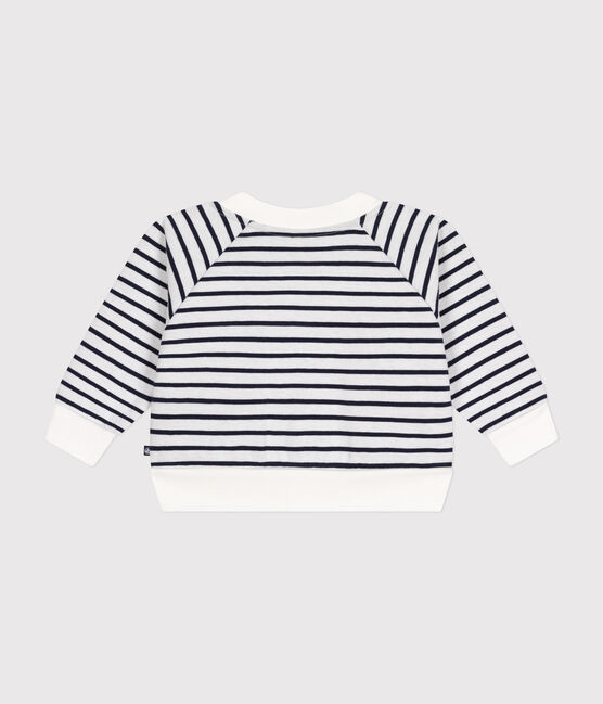 Cardigan en jersey épais bébé blanc MARSHMALLOW/bleu SMOKING