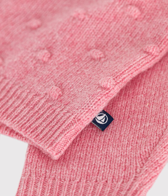 Cardigan en tricot contenant de la laine bébé rose ROSELINE CHINE