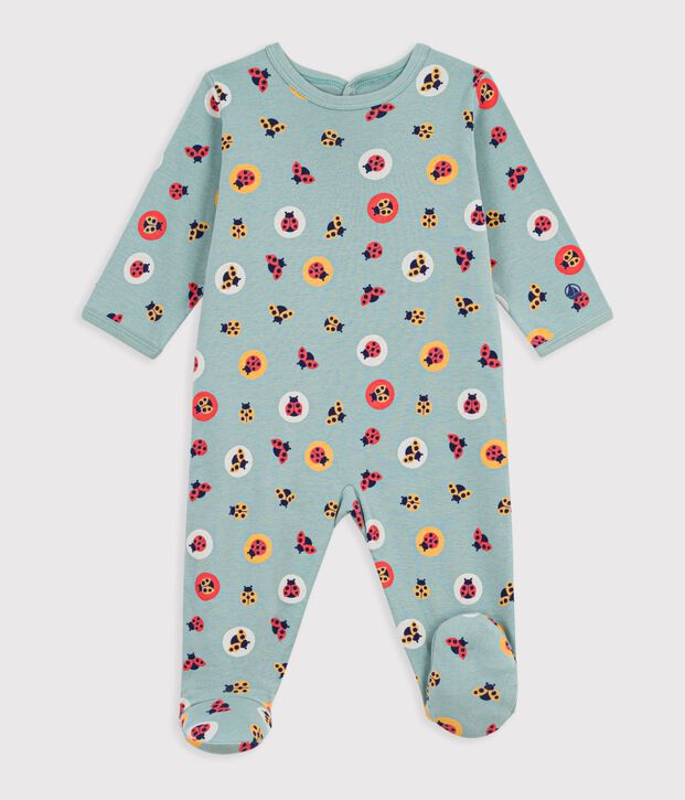 Pyjama b&eacute;b&eacute; en coton ouverture au dos imprim&eacute; coccinelles vert/jaune/multicouleur