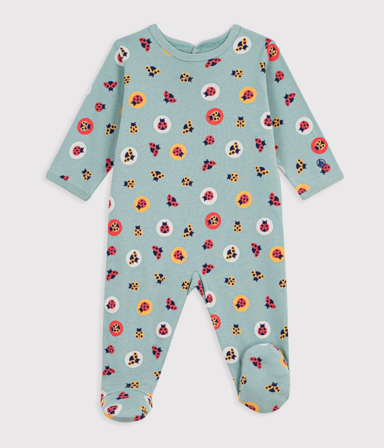 Pyjama b&eacute;b&eacute; en coton ouverture au dos imprim&eacute; coccinelles vert/jaune/multicouleur