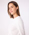 Tee-shirt l'Iconique manches longues en côte unie femme blanc ECUME