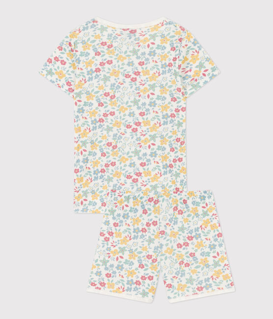 Pyjacourt fleurs en coton petite fille blanc MARSHMALLOW/blanc MULTICO