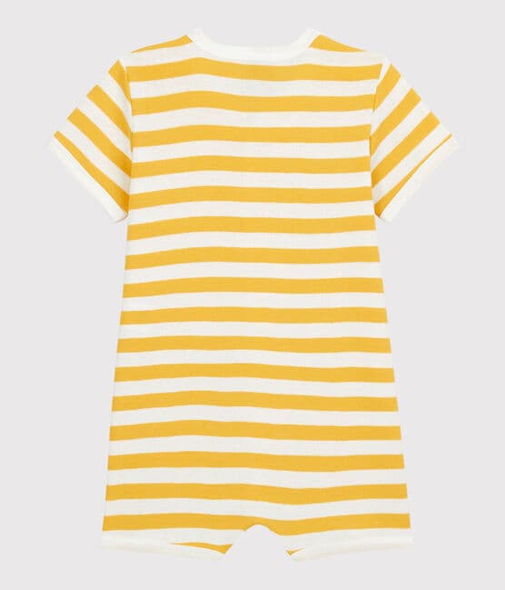 Combicourt à rayures bébé en coton jaune OCRE/blanc MARSHMALLOW