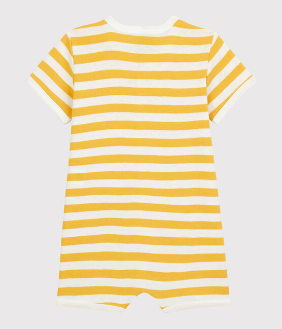 Combicourt à rayures bébé en coton jaune OCRE/blanc MARSHMALLOW