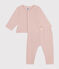 Ensemble cardigan et pantalon en molleton bébé rose SALINE