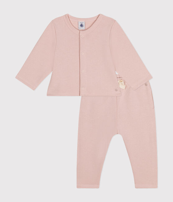 Ensemble cardigan et pantalon en molleton bébé rose SALINE