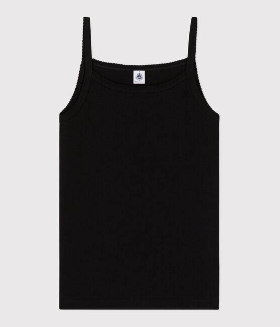 Débardeur femme en coton uni noir NOIR