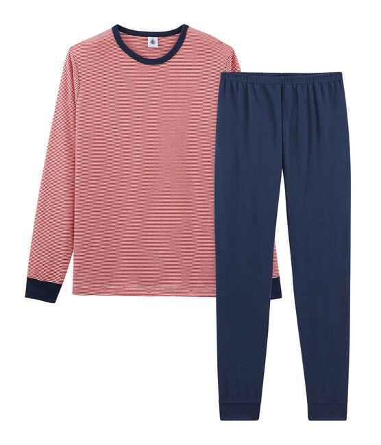 Pyjama garçon en côte bleu HADDOCK/rouge TERKUIT/ MARSHMALLOW