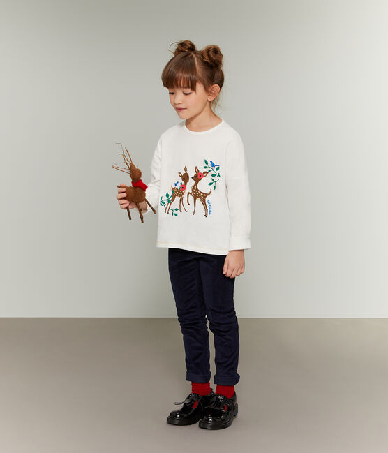 Tee-shirt sérigraphié enfant fille blanc MARSHMALLOW