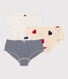 Lot de 3 shorties tricoeurs en coton  petite fille