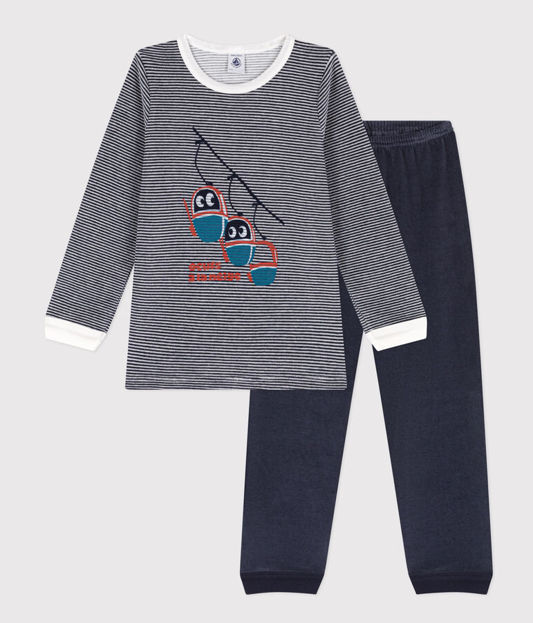 Pyjama en velours enfant bleu/blanc