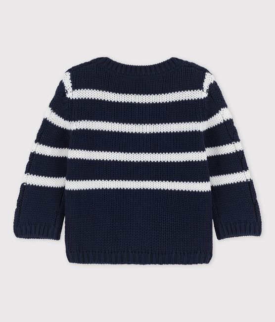 Cardigan en tricot torsadé bébé bleu SMOKING/blanc MARSHMALLOW