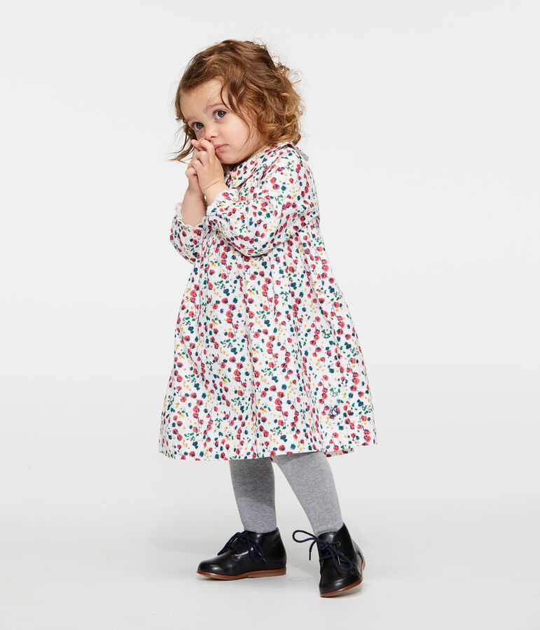 Robe manches longues b&eacute;b&eacute; fille imprim&eacute;e blanc/multicouleur