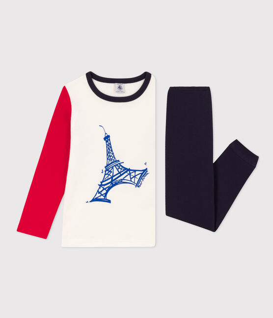Pyjama Tour Eiffel en coton enfant bleu SMOKING/blanc MULTICO