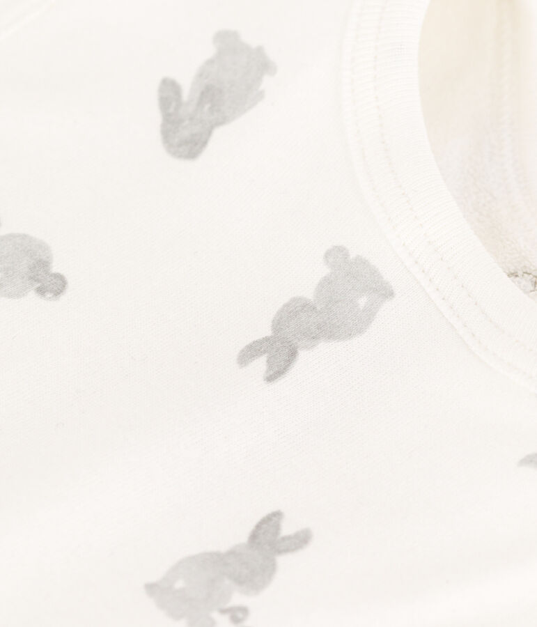 Bavoir imprim&eacute; en coton blanc MARSHMALLOW/gris GRIS