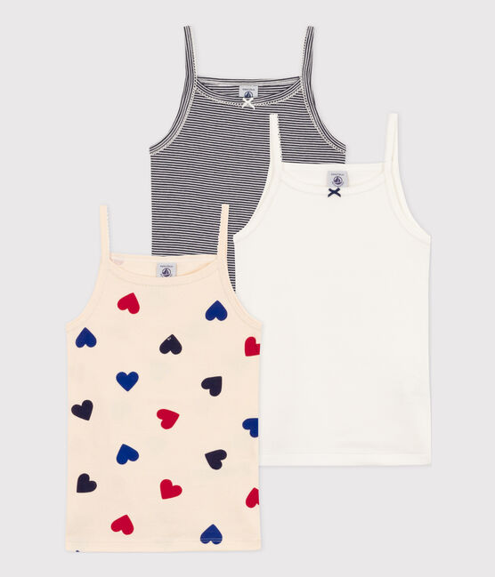 Lot de 3 chemises à bretelles tricoeurs en coton petite fille variante 1