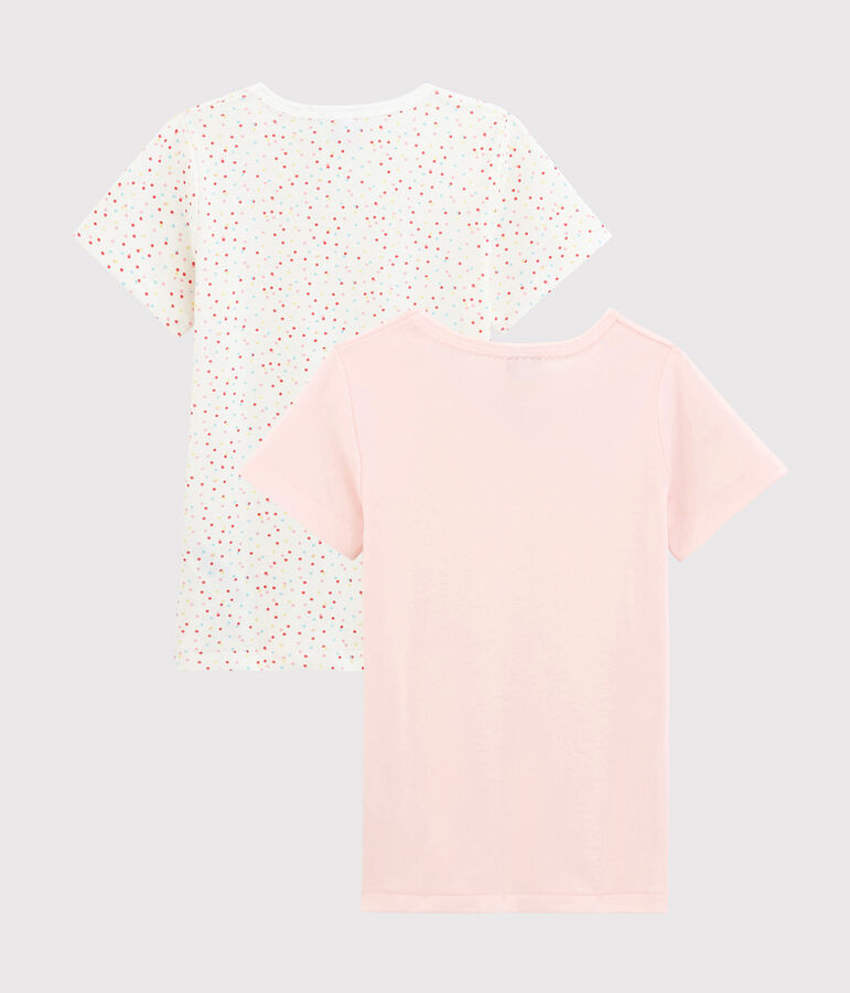 Lot de 2 tee-shirts manches courtes pois multico petite fille en coton biologique multicouleur