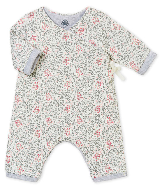 Combinaison ouatinée et imprimée bébé fille blanc MARSHMALLOW/blanc MULTICO