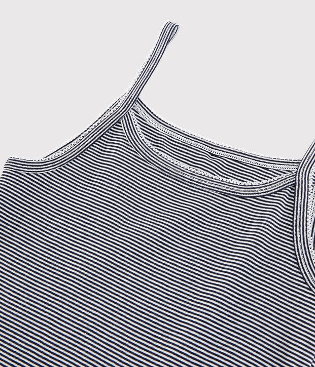 Chemise &agrave; bretelles iconique en coton ray&eacute; Femme bleu/blanc