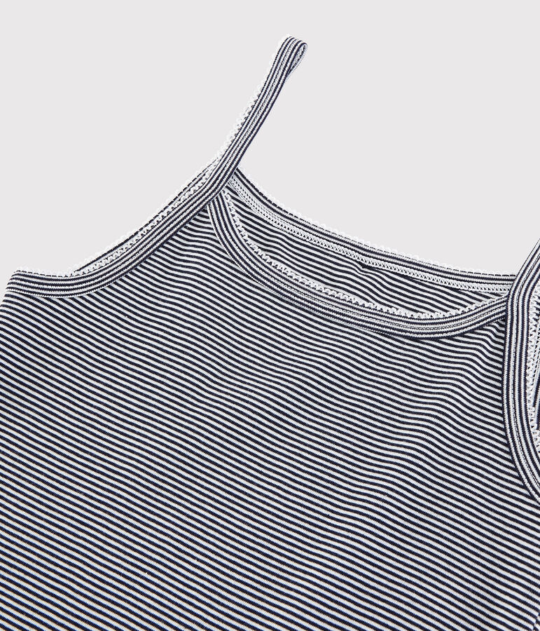 Chemise &agrave; bretelles iconique en coton ray&eacute; Femme bleu/blanc