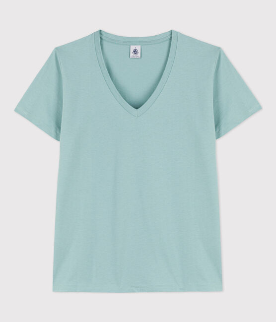 Tee-shirt LE DROIT col V en coton Femme vert BOB