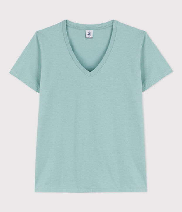 Tee-shirt LE DROIT col V en coton Femme vert