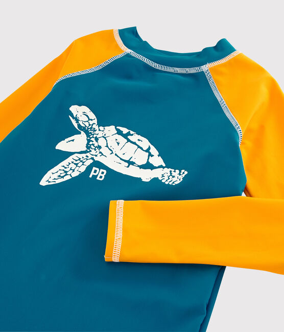 Tee-shirt anti-uv recyclé enfant garçon bleu MYKONOS/jaune TEHONI