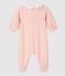Dors-bien à col imprimé pois bébé fille en velours de coton biologique rose MINOIS/ MAJOR