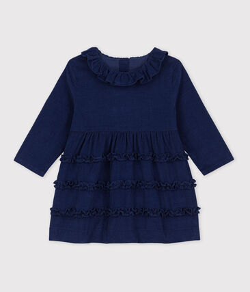 PETIT BATEAU - Robe manches longues bébé en velours extra fin