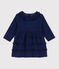 Robe manches longues bébé en velours extra fin BLEU FONCE