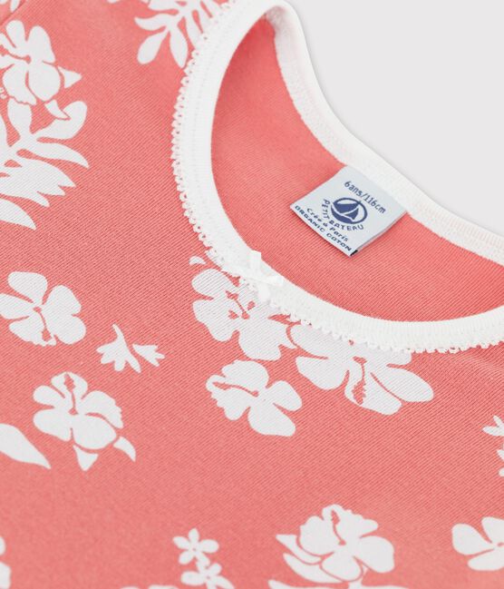 Chemise de nuit Hawaï petite fille en coton rose PAPAYE/ MARSHMALLOW