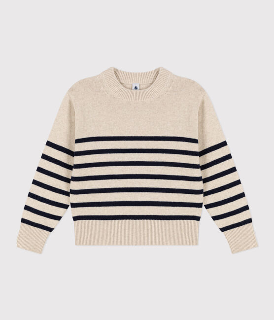 Pull en laine marinière Femme blanc AVALANCHE/bleu SMOKING