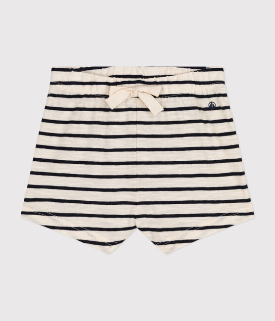 Short en jersey flammé bébé blanc AVALANCHE/bleu SMOKING
