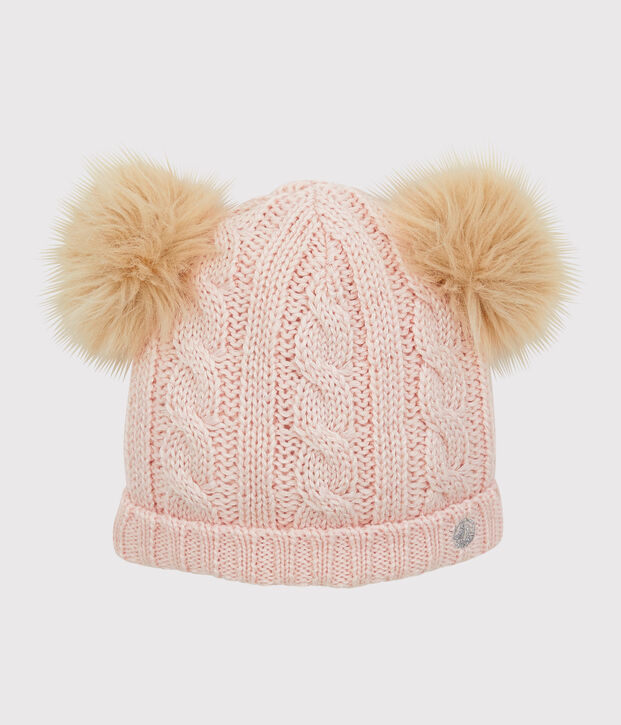 Bonnet  enfant fille rose/gris