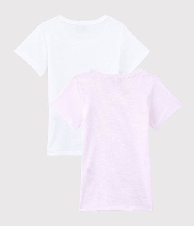 Lot de 2 tee-shirts petite fille en coton biologique multicouleur