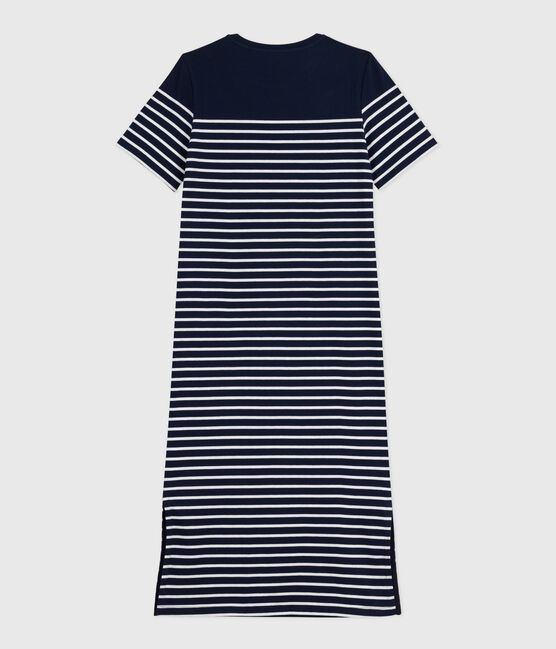 Robe longue femme en coton à rayures bleu SMOKING/blanc MARSHMALLOW