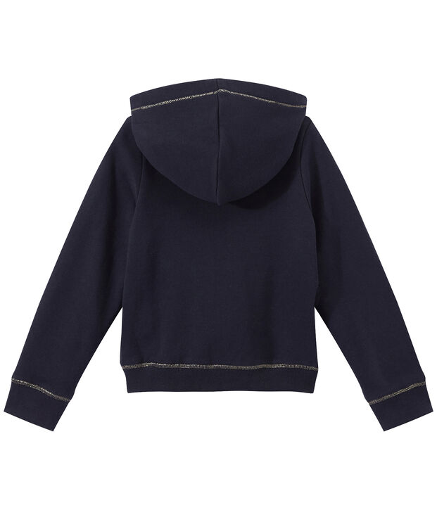 Sweat zipp&eacute; &agrave; capuche fille bleu