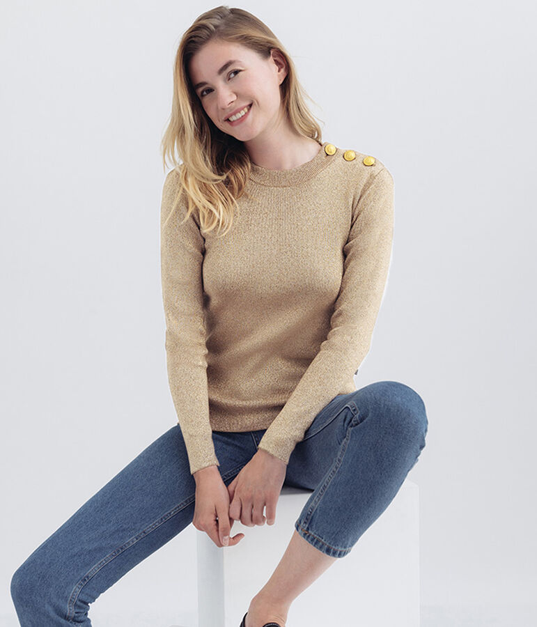 Pull marin iconique femme marron/jaune