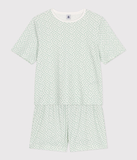 Pyjama short femme en coton fleuri MARSHMALLOW/ PAUL