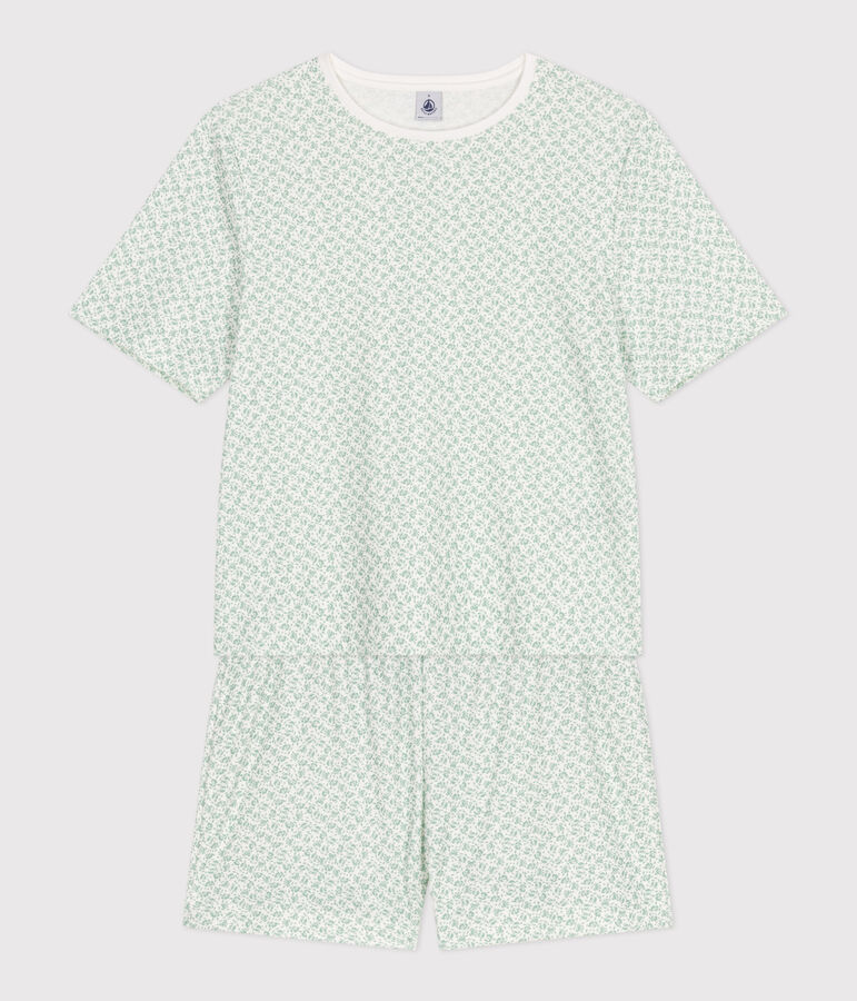 Pyjama short femme en coton fleuri MARSHMALLOW/ PAUL