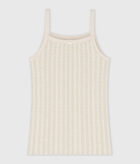 Chemise à bretelles femme en coton ajouré écru MILK