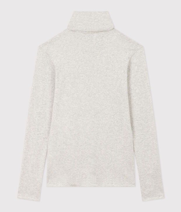 Tee-shirt col roul&eacute; L'ICONIQUE en coton Femme gris chin&eacute; clair