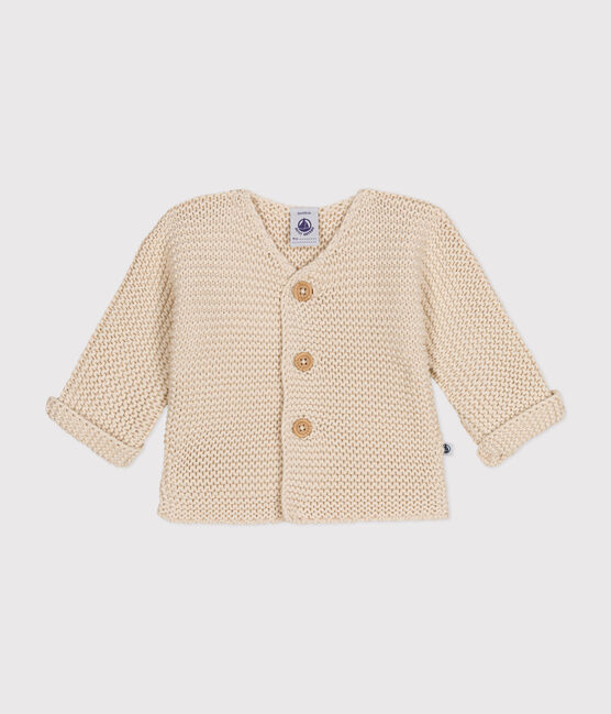 Cardigan en tricot point mousse bébé écru AVALANCHE