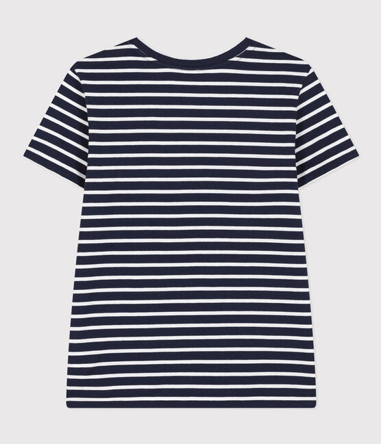 Tee-shirt LE DROIT col rond en coton Femme bleu SMOKING/blanc MARSHMALLOW