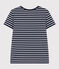 Tee-shirt LE DROIT col rond en coton Femme bleu SMOKING/blanc MARSHMALLOW