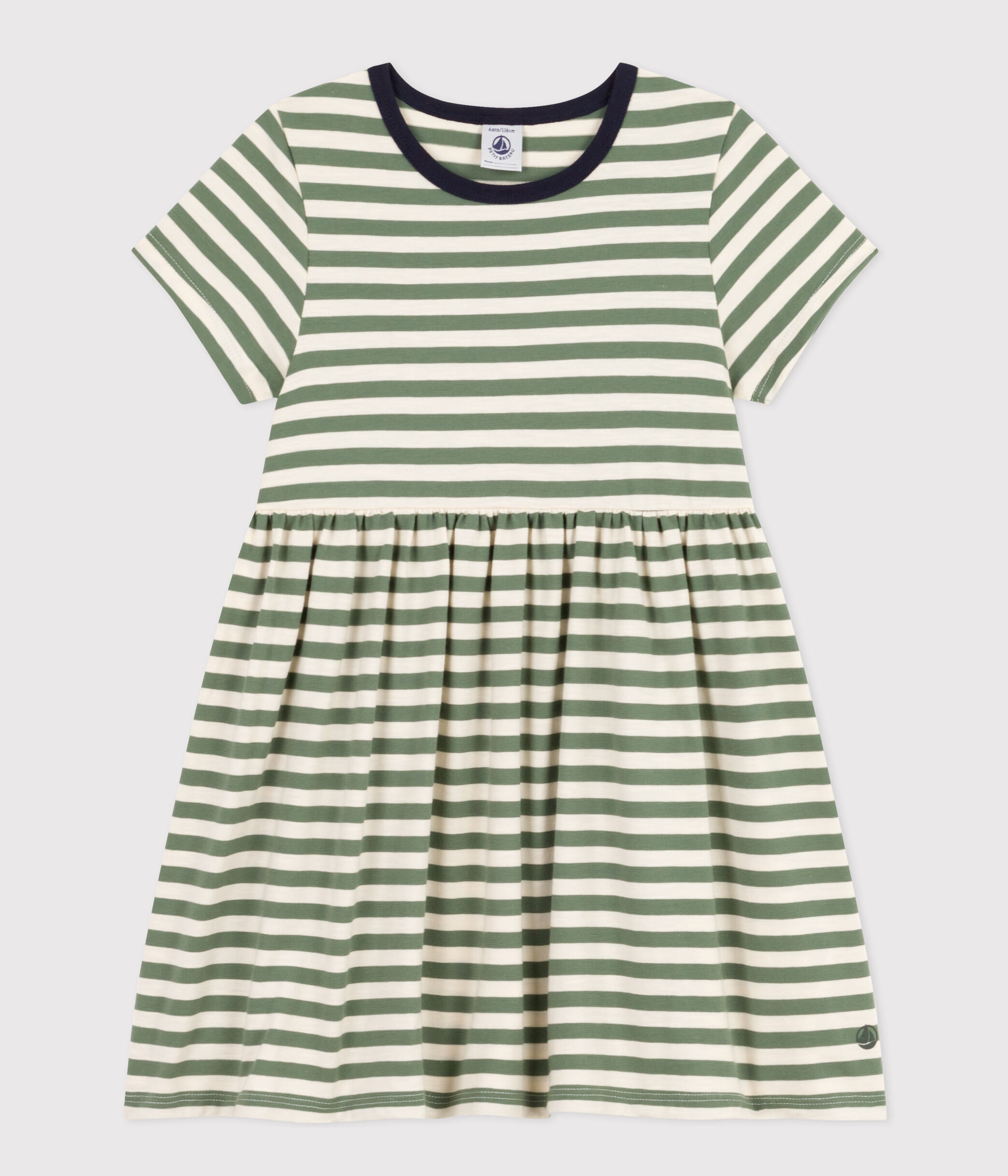 Robe rayée manches courtes en coton enfant fille CROCO/AVALANCHE