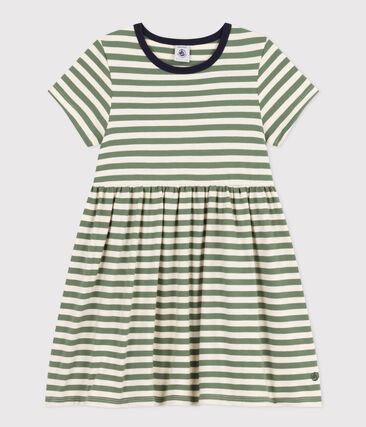 Robe rayée manches courtes en coton enfant fille